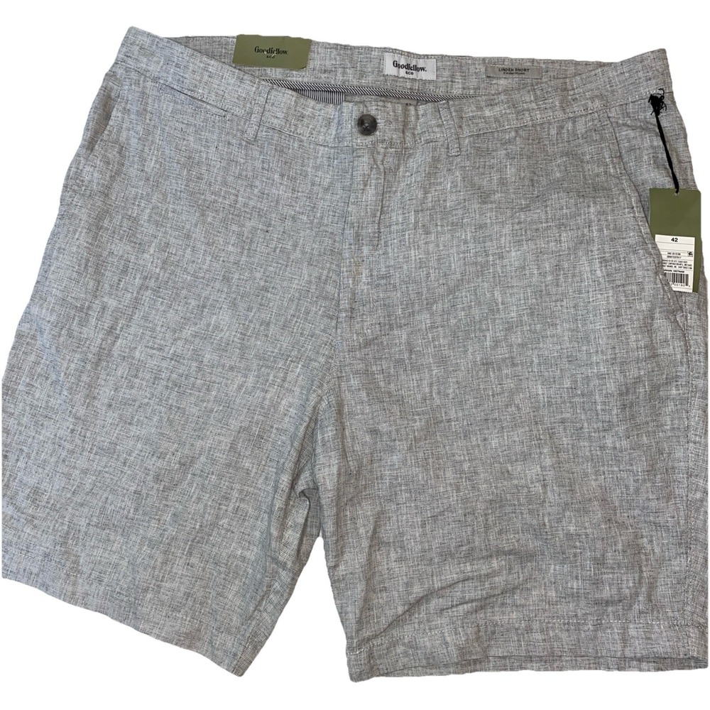 New Linen Shorts Mens 42 Light Gray Pockets 9" Inseam Preppy Summer Vacation